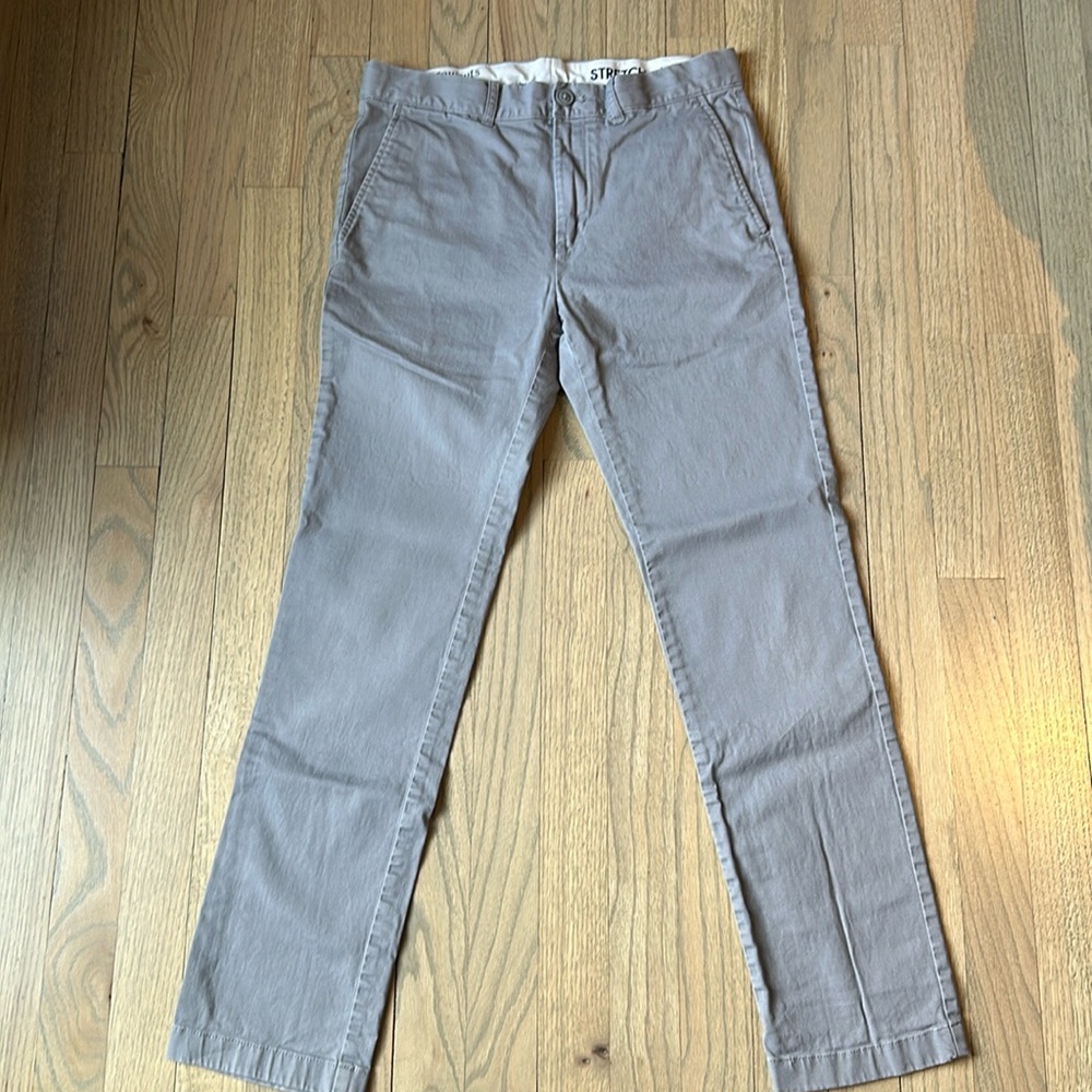Boys JCrew Chinos in slim fit with stretch, size 14 in Light Gray